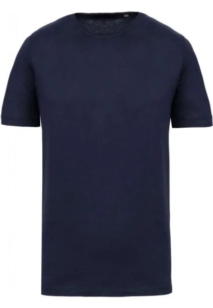  MEN'S SHORT-SLEEVED ORGANIC T-SHIRT WITH RAW EDGE NECKLINE - 110 g/m² - Kariban Navy