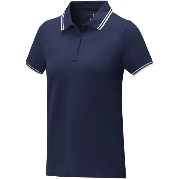 Amarago short sleeve women's tipping polo - Elevate Life Navy Blue