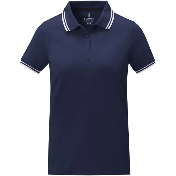 Amarago short sleeve women's tipping polo - Elevate Life Navy Blue