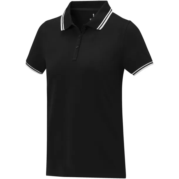 Amarago short sleeve women's tipping polo - Elevate Life Solid black