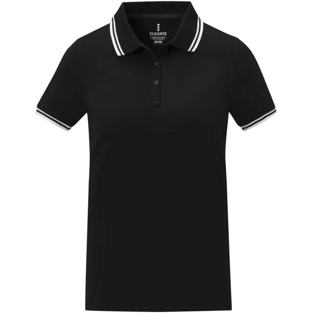 Amarago short sleeve women's tipping polo - Elevate Life Solid black