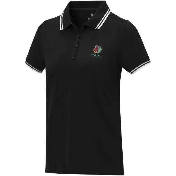 Amarago short sleeve women's tipping polo - Elevate Life Solid black