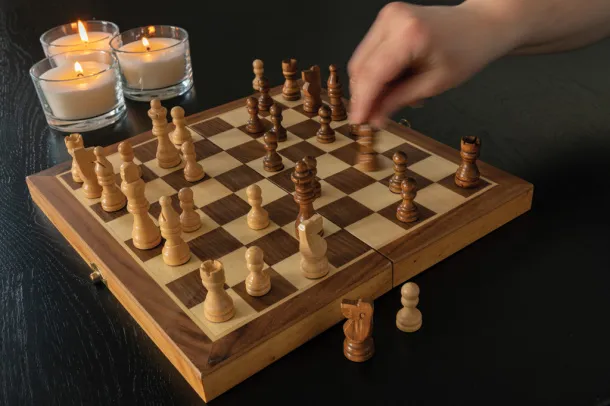  FSC® Luxury wooden foldable chess set - XD Collection Brown 