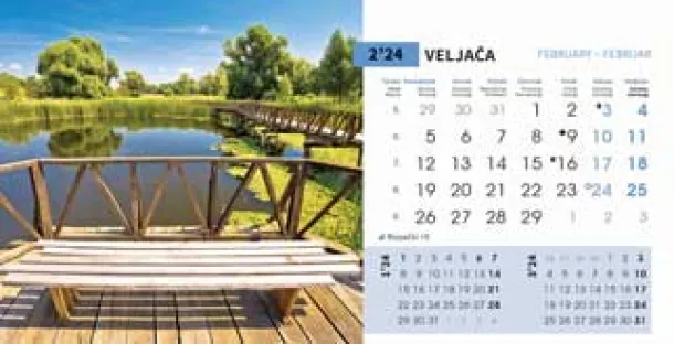  "PRIRODA" 13 sheets, format: 20,5x14,5 cm, desk calendar, envelope, P/50 Color