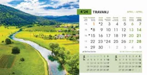  "PRIRODA" 13 sheets, format: 20,5x14,5 cm, desk calendar, envelope, P/50 Color