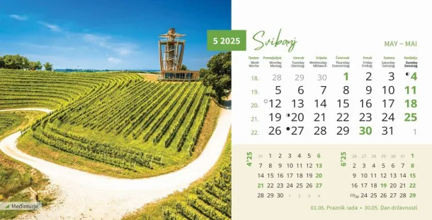  "PRIRODA" 13 sheets, format: 20,5x14,5 cm, desk calendar, envelope, P/50 Color