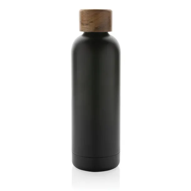  Wood RCS certified recycled stainless steel vacuum bottle - XD Collection Black 