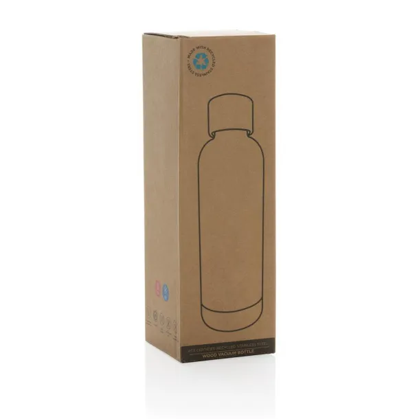  Wood RCS certified recycled stainless steel vacuum bottle - XD Collection Black 