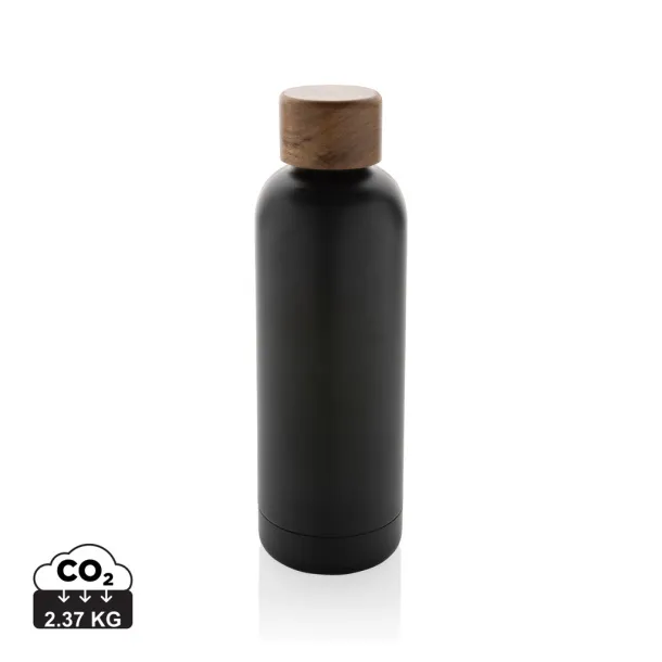  Wood RCS certified recycled stainless steel vacuum bottle - XD Collection Black 