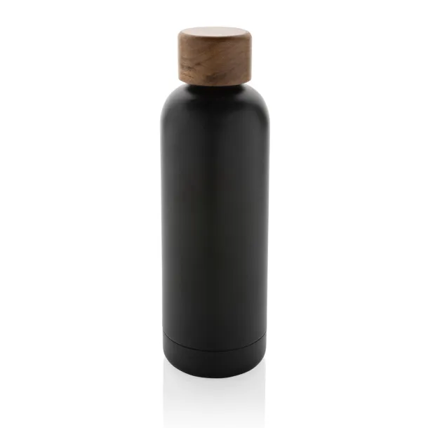  Wood RCS certified recycled stainless steel vacuum bottle - XD Collection Black 