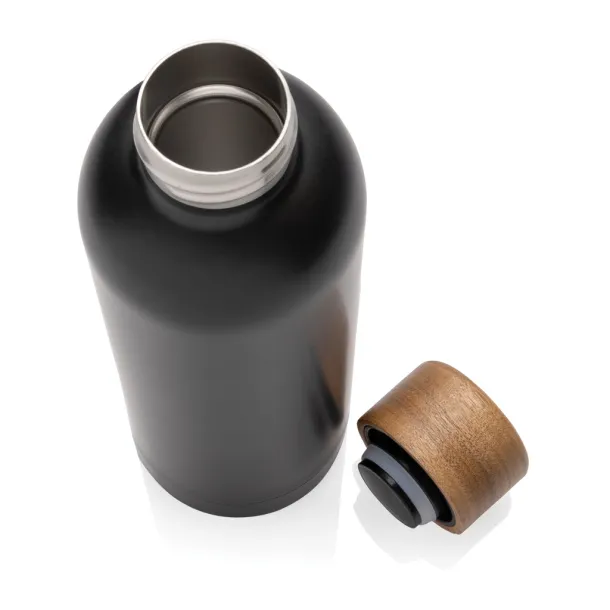  Wood RCS certified recycled stainless steel vacuum bottle - XD Collection Black 