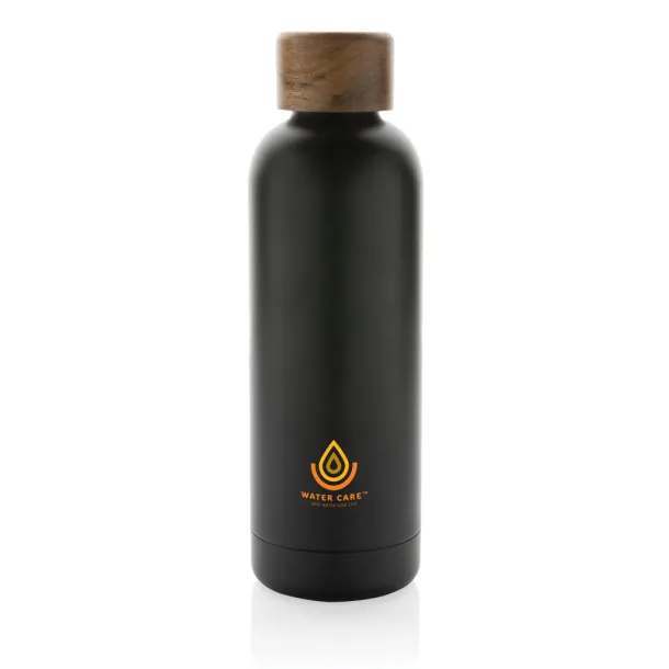  Wood RCS certified recycled stainless steel vacuum bottle - XD Collection Black 