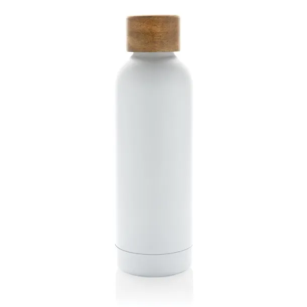  Wood RCS certified recycled stainless steel vacuum bottle - XD Collection White 