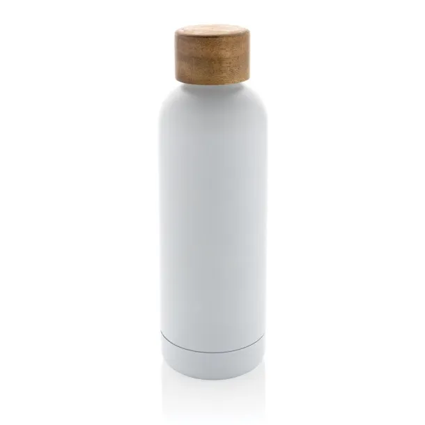  Wood RCS certified recycled stainless steel vacuum bottle - XD Collection White 