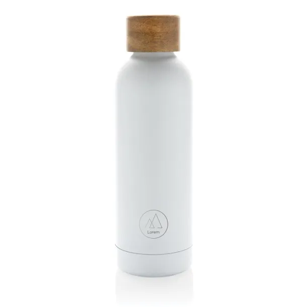  Wood RCS certified recycled stainless steel vacuum bottle - XD Collection White 