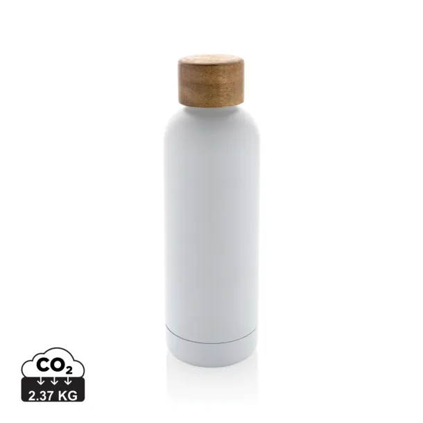  Wood RCS certified recycled stainless steel vacuum bottle - XD Collection White 