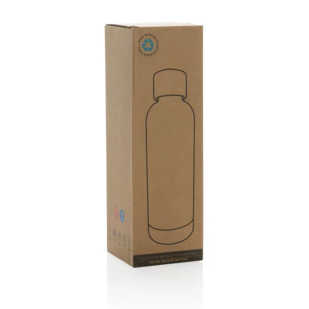  Wood RCS certified recycled stainless steel vacuum bottle - XD Collection White 