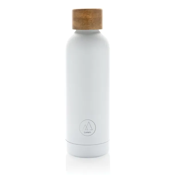  Wood RCS certified recycled stainless steel vacuum bottle - XD Collection White 