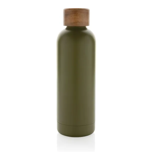  Wood RCS certified recycled stainless steel vacuum bottle - XD Collection Green 