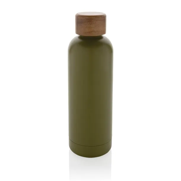  Wood RCS certified recycled stainless steel vacuum bottle - XD Collection Green 