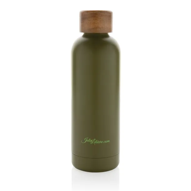  Wood RCS certified recycled stainless steel vacuum bottle - XD Collection Green 