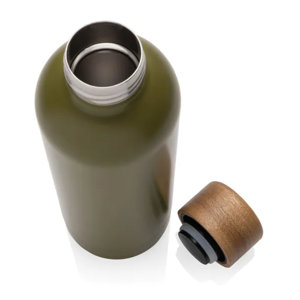  Wood RCS certified recycled stainless steel vacuum bottle - XD Collection Green 