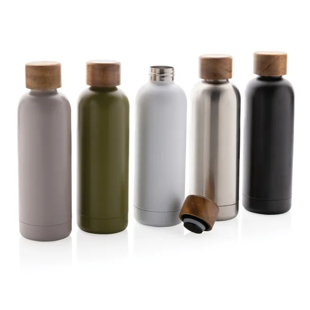  Wood RCS certified recycled stainless steel vacuum bottle - XD Collection Zelena 