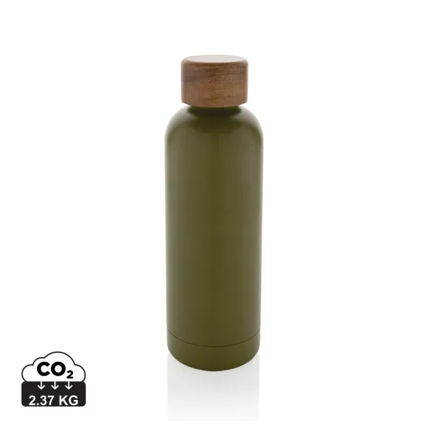  Wood RCS certified recycled stainless steel vacuum bottle - XD Collection Green 