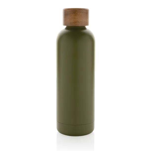  Wood RCS certified recycled stainless steel vacuum bottle - XD Collection Green 