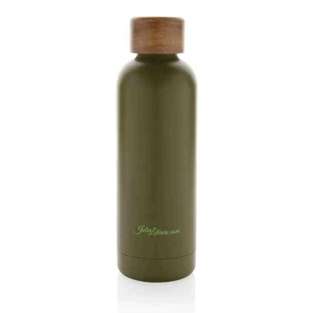  Wood RCS certified recycled stainless steel vacuum bottle - XD Collection Green 