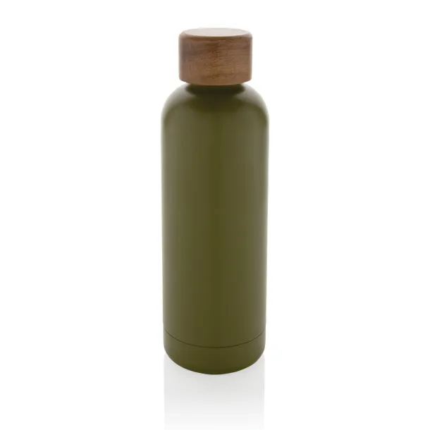  Wood RCS certified recycled stainless steel vacuum bottle - XD Collection Green 