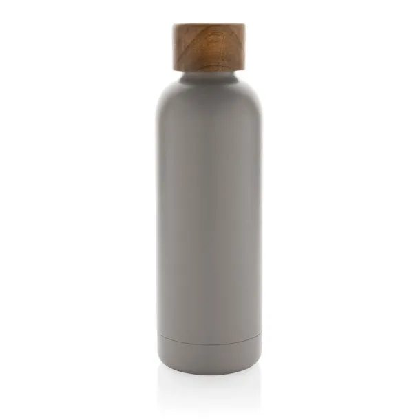  Wood RCS certified recycled stainless steel vacuum bottle - XD Collection grey 