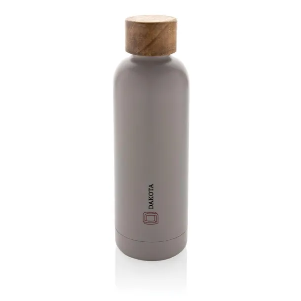  Wood RCS certified recycled stainless steel vacuum bottle - XD Collection grey 