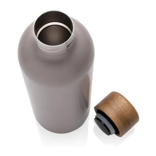  Wood RCS certified recycled stainless steel vacuum bottle - XD Collection grey 