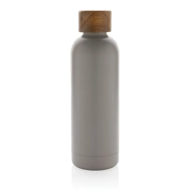  Wood RCS certified recycled stainless steel vacuum bottle - XD Collection grey 