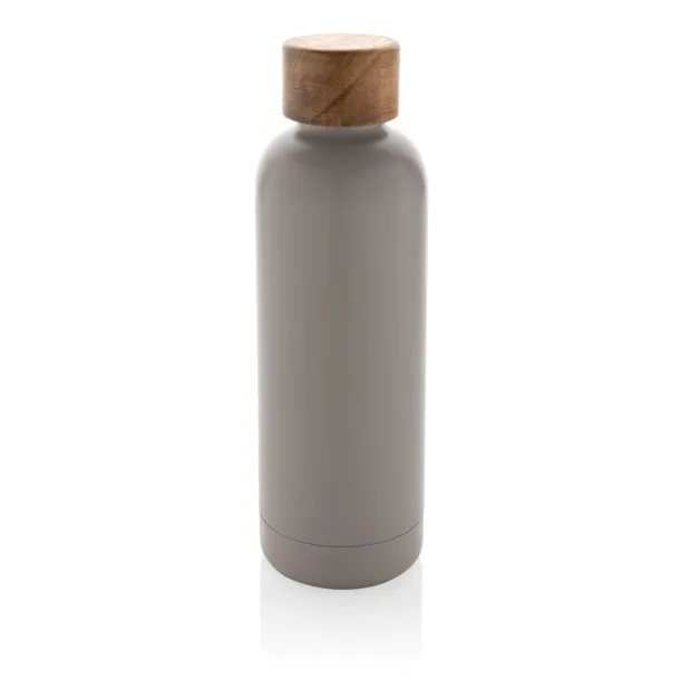  Wood RCS certified recycled stainless steel vacuum bottle - XD Collection grey 