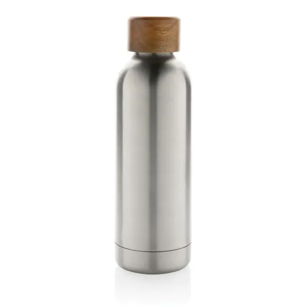  Wood RCS certified recycled stainless steel vacuum bottle - XD Collection Silver 