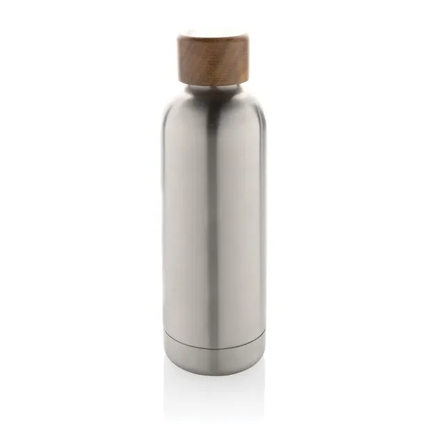  Wood RCS certified recycled stainless steel vacuum bottle - XD Collection Silver 