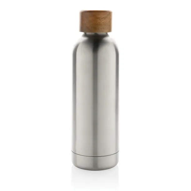  Wood RCS certified recycled stainless steel vacuum bottle - XD Collection Silver 