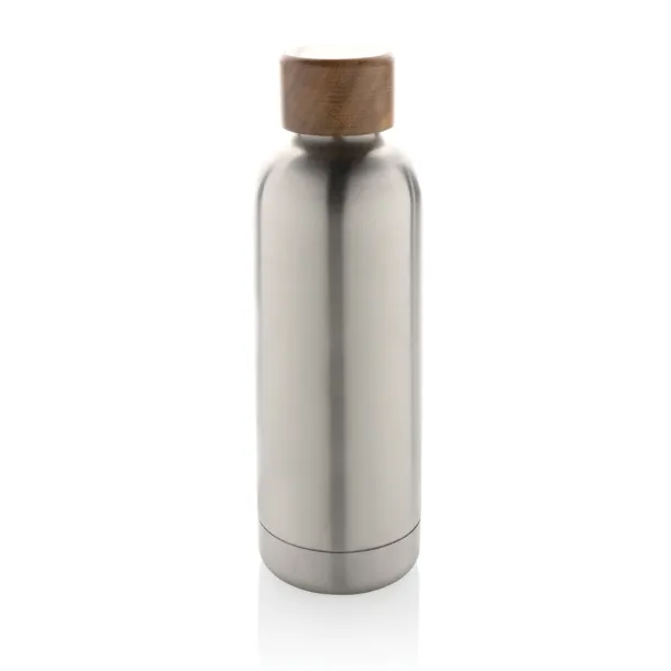  Wood RCS certified recycled stainless steel vacuum bottle - XD Collection Silver 