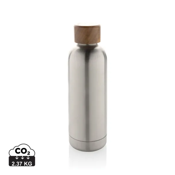  Wood RCS certified recycled stainless steel vacuum bottle - XD Collection Silver 