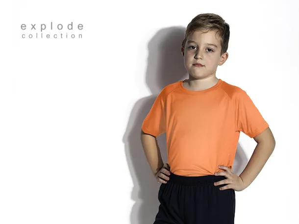 RECORD KIDS kid’s sports T shirt - EXPLODE Neon orange