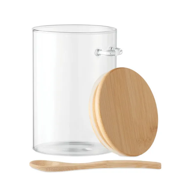 BOROSPOON Glass jar with spoon 600 ml Transparent