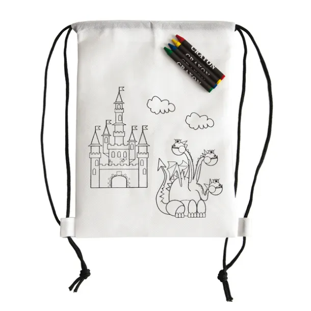 WHITE LINE BACK backpack with wax crayons White