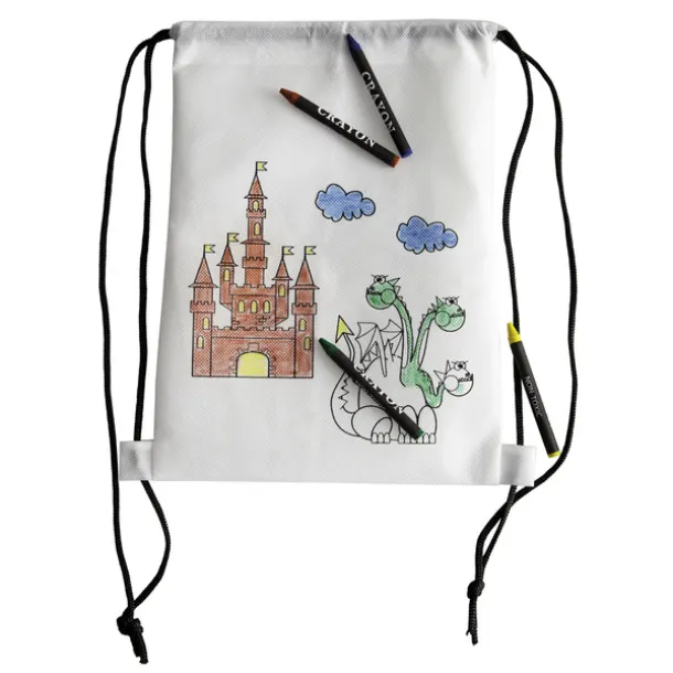 WHITE LINE BACK backpack with wax crayons White