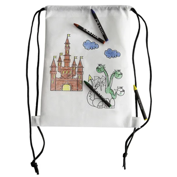 WHITE LINE BACK backpack with wax crayons White