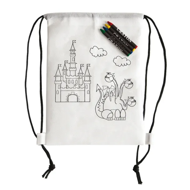 WHITE LINE BACK backpack with wax crayons White