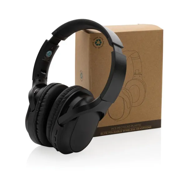  RCS recycled plastic Elite Foldable wireless headphone - XD Collection Black 