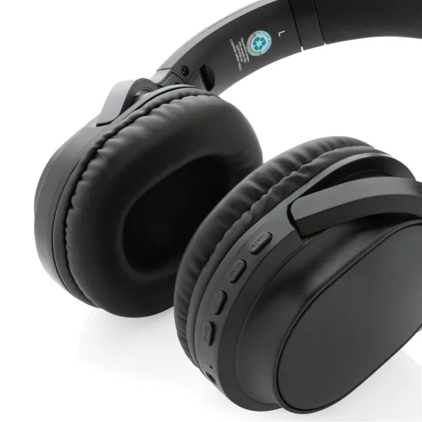  RCS recycled plastic Elite Foldable wireless headphone - XD Collection Black 