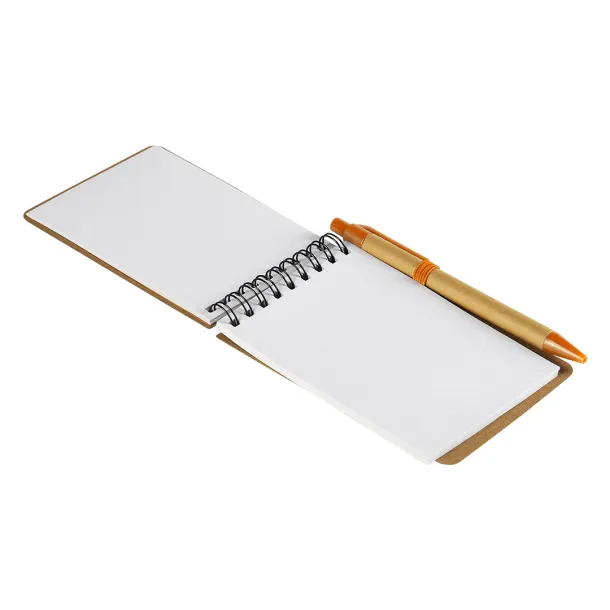 GREEN Notebook with pen Orange